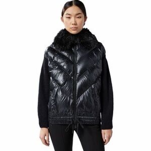 Black Quilted Women's Moncler Jacket with Faux Fur Collar